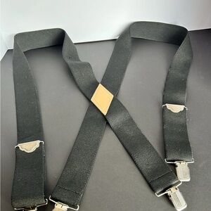 Classic Black Suspenders with Tan Accent